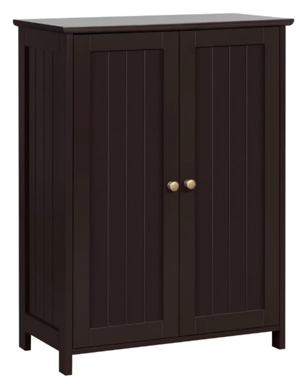 Espresso Wooden Floor Cabinet with 2 Durable Doors and 2 Adjustable Shelves